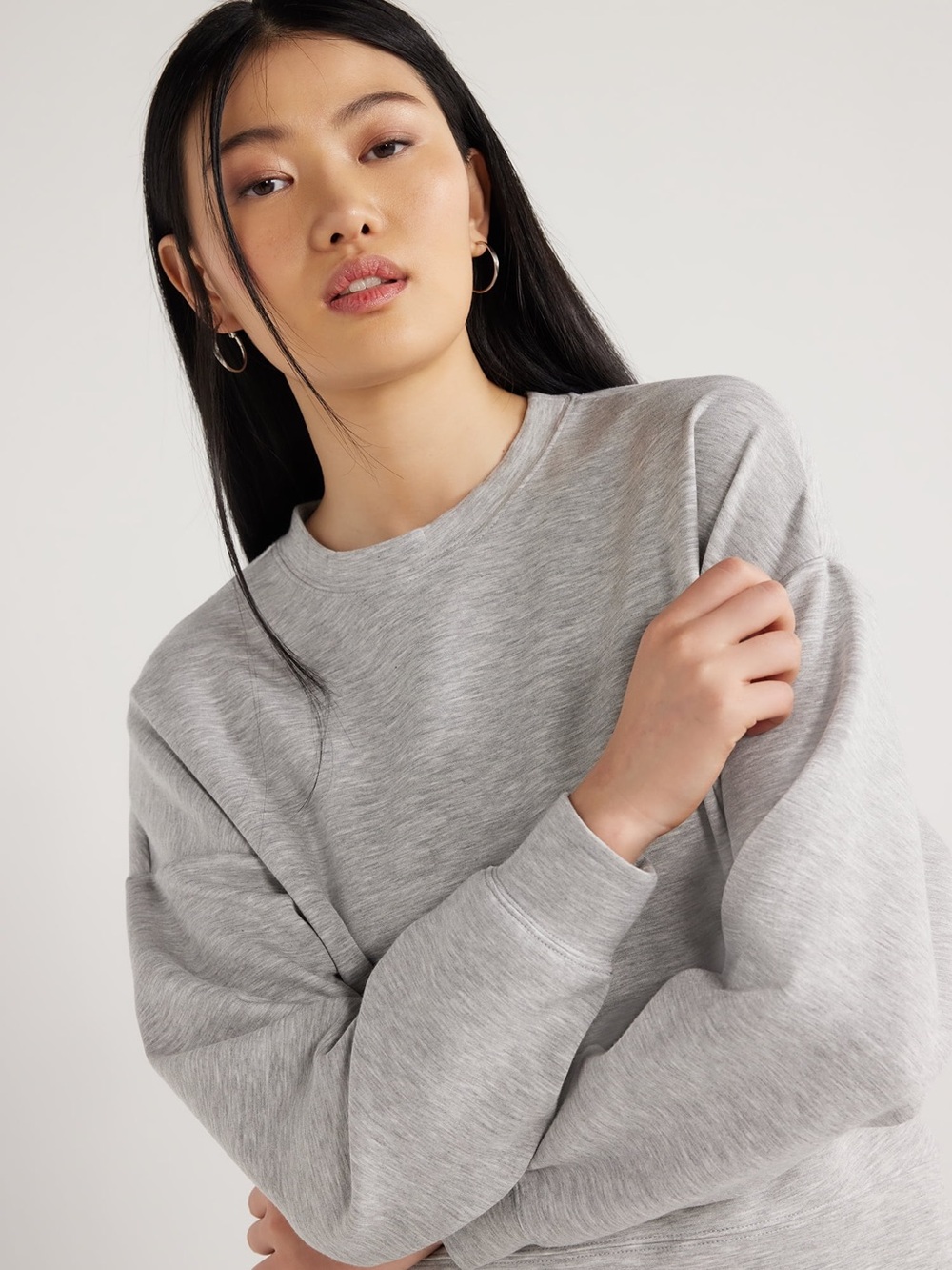 Cropped Scuba Crewneck Women’s Sweatshirt - Gray